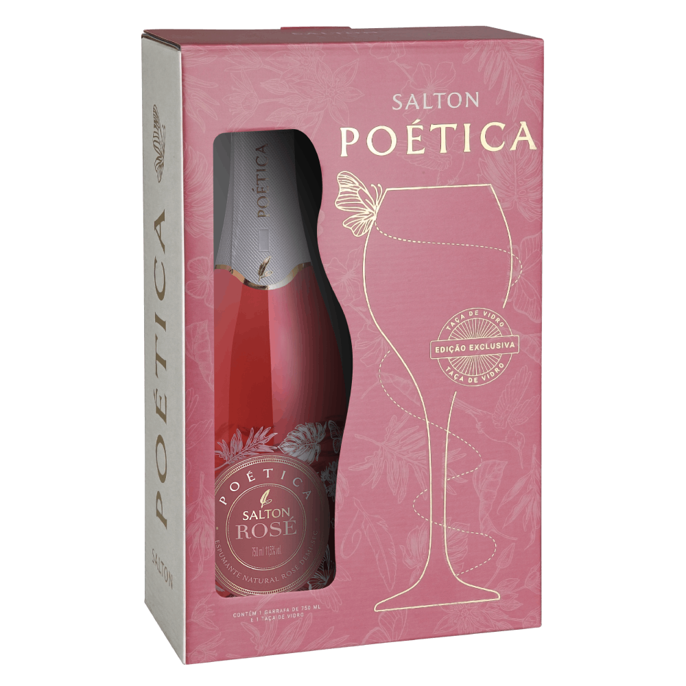 KIT ESPECIAL - ESPUMANTE SALTON POÉTICA ROSÉ + TAÇA