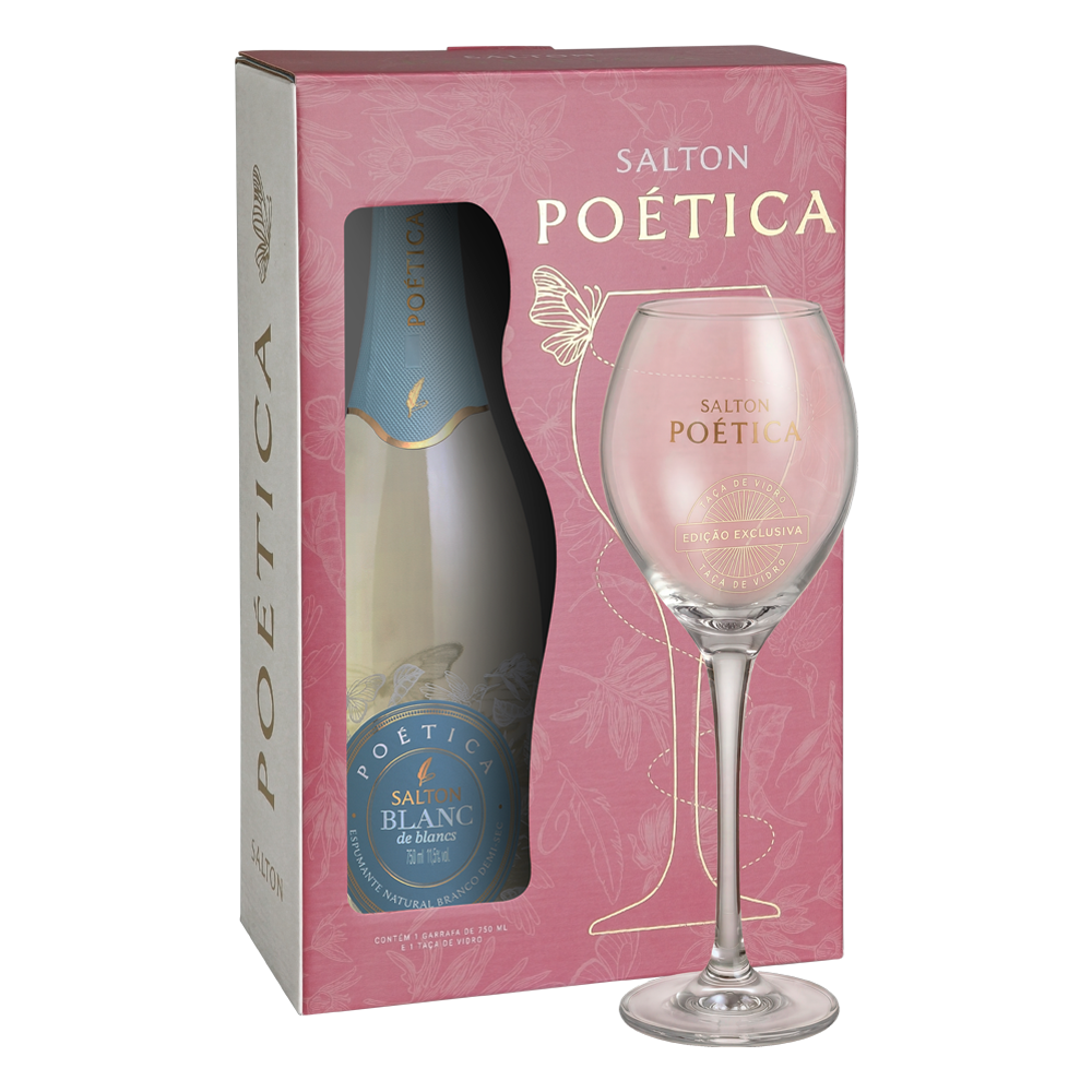 KIT ESPECIAL - ESPUMANTE SALTON POÉTICA BLANC DE BLANCS + TAÇA