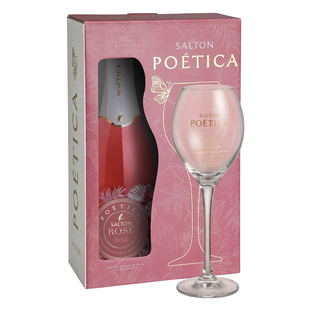 KIT ESPECIAL - ESPUMANTE SALTON POÉTICA ROSÉ + TAÇA