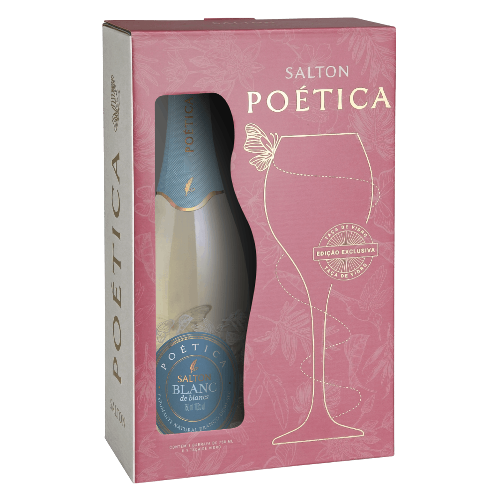 KIT ESPECIAL - ESPUMANTE SALTON POÉTICA BLANC DE BLANCS + TAÇA